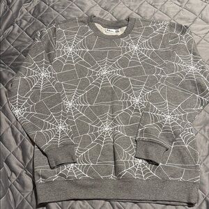 Chic Gray Sweatshirt with White Web Design